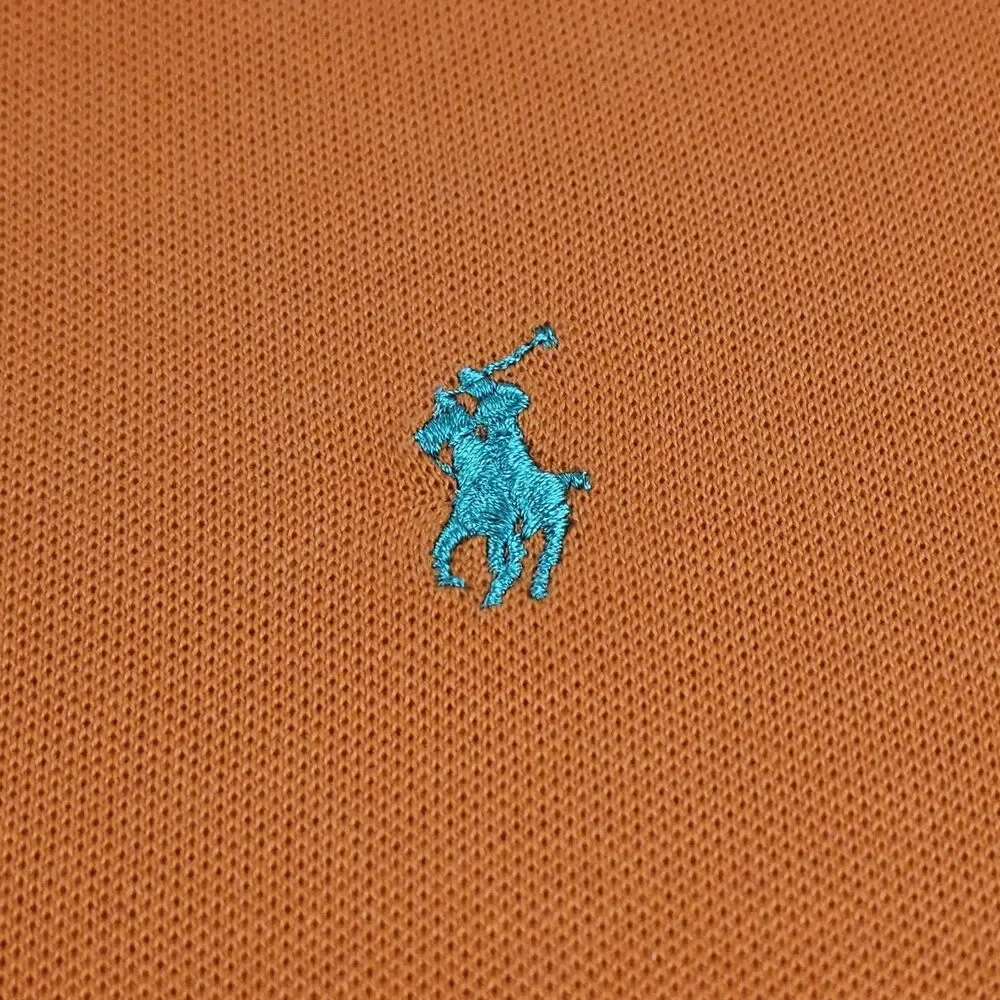 Ralph Lauren Golf Mens M Orange Long Sleeve Polo Shirt Old Marsh Golf Club Logo